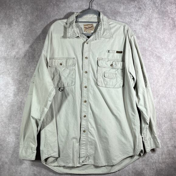 Woolrich Shirt Mens Size XL Beige Button Up Long Sleeves Rugged Outerwear - Picture 1 of 11